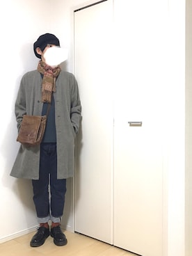 「フォローミー」｜「アイテム（ノーカラージャケット）」を使った、ぴーすけぴーすけさん（メンズ・175cm）の冬コーディネート