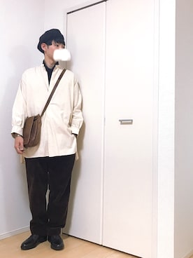 「NO ID.（ノーアイディ）のアイテム（ハンチング/ベレー帽）」を使った、ぴーすけぴーすけさん（メンズ・175cm）の春コーディネート