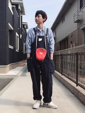 「VOO（ヴォー）のアイテム（ハンチング/ベレー帽）」を使った、ぴーすけぴーすけさん（メンズ・175cm）の春コーディネート