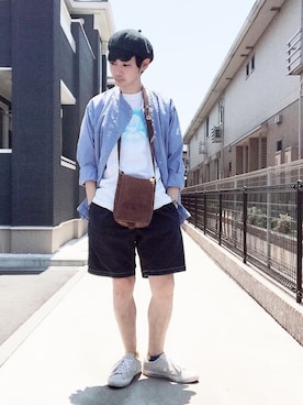 「VOO（ヴォー）のアイテム（ハンチング/ベレー帽）」を使った、ぴーすけぴーすけさん（メンズ・175cm）の春コーディネート