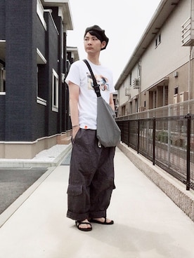 「NO ID.（ノーアイディ）のアイテム（ハンチング/ベレー帽）」を使った、ぴーすけぴーすけさん（メンズ・175cm）の夏コーディネート