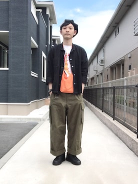 「NO ID.（ノーアイディ）のアイテム（ハンチング/ベレー帽）」を使った、ぴーすけぴーすけさん（メンズ・175cm）の夏コーディネート