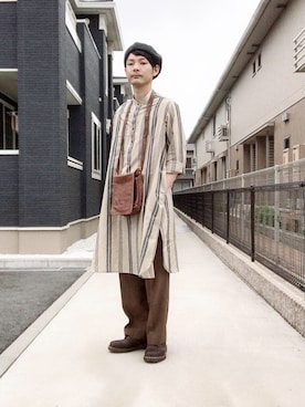 「VOO（ヴォー）のアイテム（ハンチング/ベレー帽）」を使った、ぴーすけぴーすけさん（メンズ・175cm）の夏コーディネート