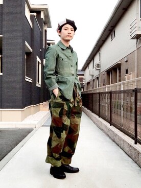 「NO ID.（ノーアイディ）のアイテム（ハンチング/ベレー帽）」を使った、ぴーすけぴーすけさん（メンズ・175cm）の夏コーディネート
