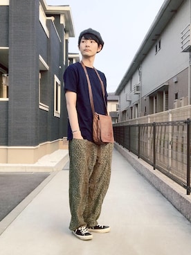「VOO（ヴォー）のアイテム（ハンチング/ベレー帽）」を使った、ぴーすけぴーすけさん（メンズ・175cm）の夏コーディネート