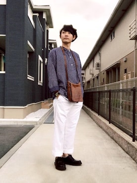 「NO ID.（ノーアイディ）のアイテム（ハンチング/ベレー帽）」を使った、ぴーすけぴーすけさん（メンズ・175cm）の夏コーディネート