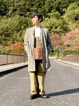 「NO ID.（ノーアイディ）のアイテム（ハンチング/ベレー帽）」を使った、ぴーすけぴーすけさん（メンズ・175cm）の冬コーディネート