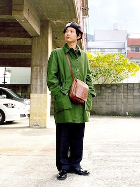 「NO ID.（ノーアイディ）のアイテム（ハンチング/ベレー帽）」を使った、ぴーすけぴーすけさん（メンズ・175cm）の冬コーディネート