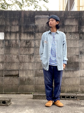 「VOO（ヴォー）のアイテム（ハンチング/ベレー帽）」を使った、ぴーすけぴーすけさん（メンズ・175cm）の秋コーディネート