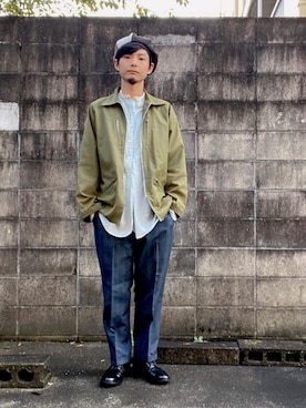 「NO ID.（ノーアイディ）のアイテム（ハンチング/ベレー帽）」を使った、ぴーすけぴーすけさん（メンズ・175cm）の秋コーディネート