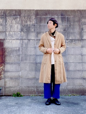 「NO ID.（ノーアイディ）のアイテム（ハンチング/ベレー帽）」を使った、ぴーすけぴーすけさん（メンズ・175cm）の冬コーディネート