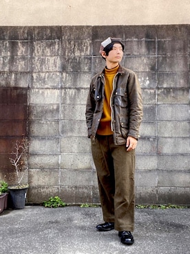 「NO ID.（ノーアイディ）のアイテム（ハンチング/ベレー帽）」を使った、ぴーすけぴーすけさん（メンズ・175cm）の冬コーディネート