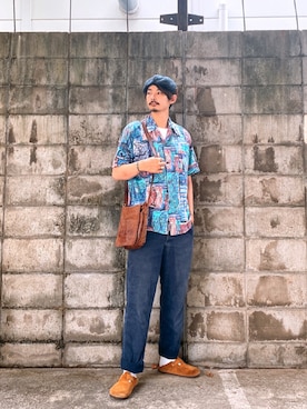 「VOO（ヴォー）のアイテム（ハンチング/ベレー帽）」を使った、ぴーすけぴーすけさん（メンズ・175cm）の夏コーディネート