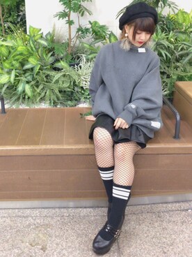 「網タイツ」｜「アイテム（キャスケット）」を使った、ゆりあさん（レディース・153cm）の冬コーディネート