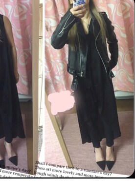 「チュニック」｜「アイテム（ライダースジャケット）」を使った、asaさん（レディース・153cm）の夏コーディネート
