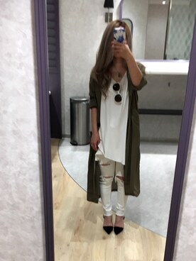 「RESEXXY（リゼクシー）のアイテム（チェスターコート）」を使った、asaさん（レディース・153cm）の夏コーディネート