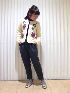 「Dot＆Stripes CHILD WOMAN（ドットアンドストライプス　チャイルドウーマン）の●エナメル/グリッターワンストラップ　シューズ（パンプス）」を使った、Dot&Stripes CHILDWOMANさん（レディース・158cm）の秋コーディネート