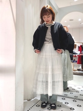 ○アモッサミラノリブ BIGパフ クルーカーディガンを使ったショップ