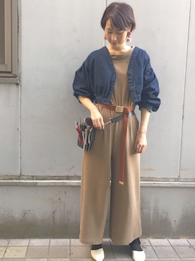 「仕事着」｜「アイテム（デニムジャケット）」を使った、rina.美容師コーデさん（レディース・166cm）の冬コーディネート