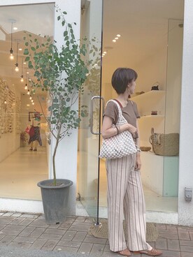 「8seconds（エイトセカンズ）のアイテム（パンツ）」を使った、rina.美容師コーデさん（レディース・165cm）の夏コーディネート