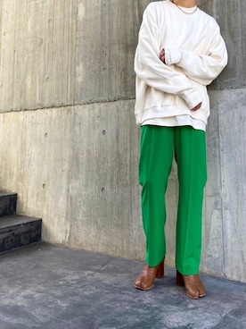 「クレドナ」｜「アイテム（スラックス）」を使った、FUMITO HOSOYAさん（メンズ・163cm）の冬コーディネート