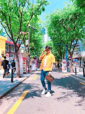 「FOSSIL Q（フォッシルキュー）のアイテム（アナログ腕時計）」を使った、Darren xxxさん（メンズ・183cm）の春コーディネート
