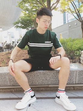 「FOSSIL Q（フォッシルキュー）のアイテム（アナログ腕時計）」を使った、Darren xxxさん（メンズ・183cm）の夏コーディネート