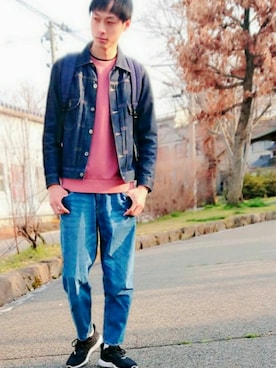 「アイテム（デニムジャケット）」を使った、永谷園さん（メンズ・179cm・20代）の春コーディネート