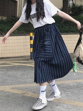 「PUMA（プーマ）のアイテム（レッグウェア）」を使った、鸡马唔さん（レディース・160cm）の春コーディネート