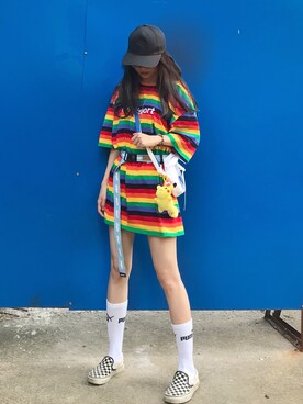 「PUMA（プーマ）のアイテム（レッグウェア）」を使った、鸡马唔さん（レディース・160cm）の春コーディネート