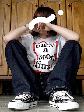 「Have a good time（ハバグッタイム）のアイテム（Tシャツ/カットソー）」を使った、なつきさん（レディース・162cm）の冬コーディネート