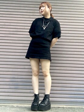 「GU（ジーユー）のアイテム（シャツ/ブラウス、ブラック系）」を使った、なつきさん（レディース・162cm）の冬コーディネート