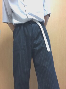 益田 透瑠さんの「マイクロスパンオープンカラーシャツ」を使ったコーディネート