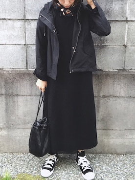 「ワッフル」｜「アイテム（マウンテンパーカー）」を使った、きゃなおさん（レディース・155cm）の秋コーディネート