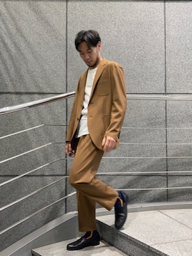 「PUBLIC TOKYO（パブリックトウキョウ）のトロウールテーパードスラックス（スラックス）」を使った、ryokumepublictokyoさん（メンズ・175cm）の春コーディネート