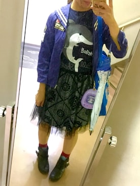 「バイトコーデ」｜「アイテム（ジャケット/アウター）」を使った、きむらっこさん（レディース・152cm）の秋コーディネート