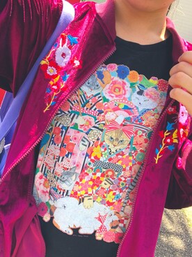 「アニマル」｜「アイテム（その他アウター）」を使った、きむらっこさん（レディース・152cm）の春コーディネート