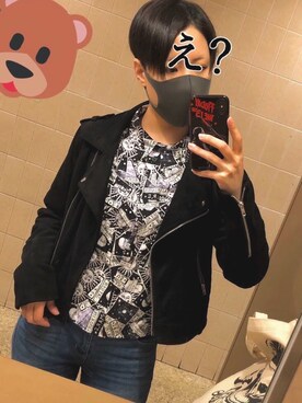「FOREVER 21（フォーエバー トゥエンティーワン）のアイテム（ライダースジャケット）」を使った、きむらっこさん（レディース・152cm）の冬コーディネート