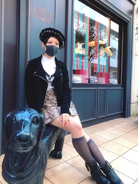 「ライダースコーデ」｜「アイテム（その他）」を使った、きむらっこさん（レディース・152cm）の冬コーディネート