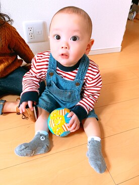 「秋服コーデ」｜「アイテム（サロペット/オーバーオール）」を使った、まーさん（キッズ・80cm）の秋コーディネート