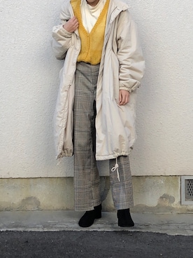 「Discoat」｜「アイテム（ダウンジャケット/コート）」を使った、sakiさん（レディース・165cm）の秋コーディネート