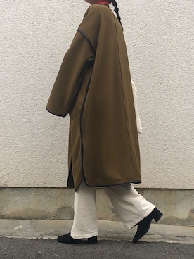 「アイテム（その他アウター、グリーン系）」を使った、sakiさん（レディース・165cm）の秋コーディネート