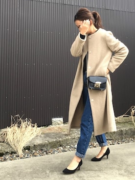 「Ray BEAMS（レイビームス）のアイテム（その他アウター）」を使った、amiさん（レディース・163cm）の冬コーディネート