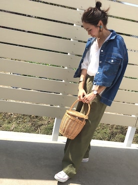 「GRL（グレイル）のアイテム（デニムジャケット）」を使った、amiさん（レディース・163cm）の春コーディネート