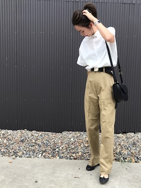「THE SHINZONE（ザ　シンゾーン）のハイウエストチノパンツ（チノパンツ）」を使った、amiさん（レディース・163cm）の夏コーディネート