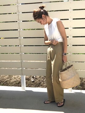 「THE SHINZONE（ザ　シンゾーン）のハイウエストチノパンツ（チノパンツ）」を使った、amiさん（レディース・163cm）の夏コーディネート