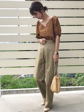 「THE SHINZONE（ザ　シンゾーン）のハイウエストチノパンツ（チノパンツ）」を使った、amiさん（レディース・163cm）の夏コーディネート