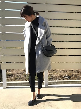 「GRL（グレイル）のアイテム（チェスターコート）」を使った、amiさん（レディース・163cm）の秋コーディネート