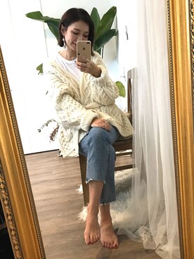 amiさんの「[WEB限定] CABLE　CARDIGAN」を使ったコーディネート