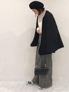 「SLOBE IENA（スローブイエナ）のアイテム（ブルゾン）」を使った、amiさん（レディース・163cm）の冬コーディネート